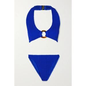 Hunza G Net Sustain Coco Seersucker Triangle Halterneck Bikini - One Size